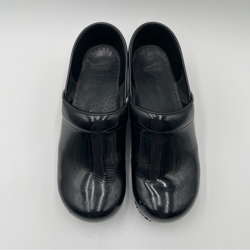 Dansko Professional Black Shiny Leather Classic Clogs Sz EU 41 US 10.5-11 - Picture 6 of 14
